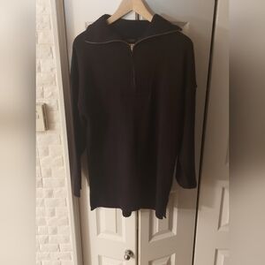 Scandi Minimalist Brave Soul Black Knit Pullover Half-Zip Sweater Cozy